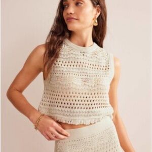 Boden Cream Cropped Tank Top